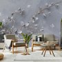 Papier peint artistique fleurs et branches de magnolia
