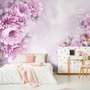 Papier peint panoramique pivoines roses dessinées