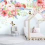 Pink Boho Vine Florals Wallpaper Mural