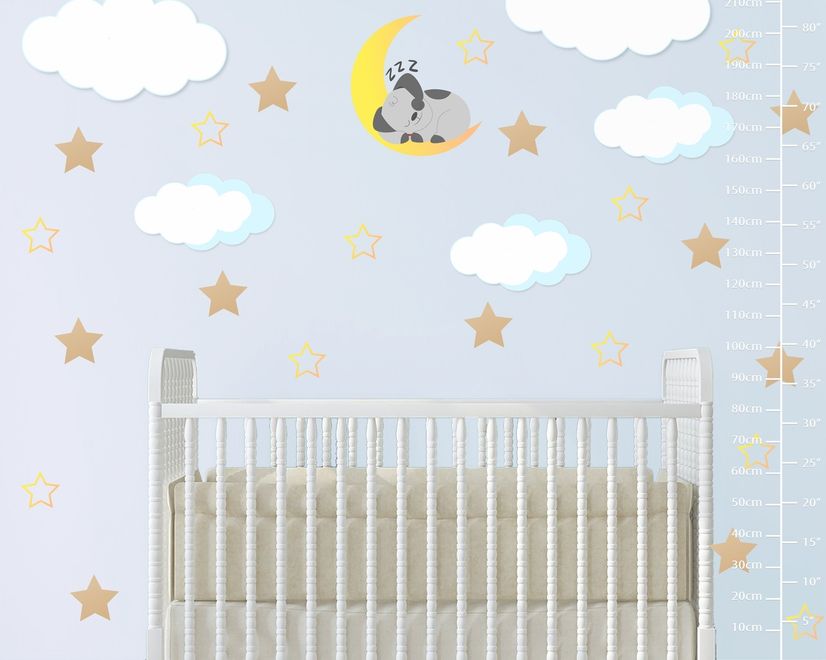Nuage blanc et étoiles Stickers muraux