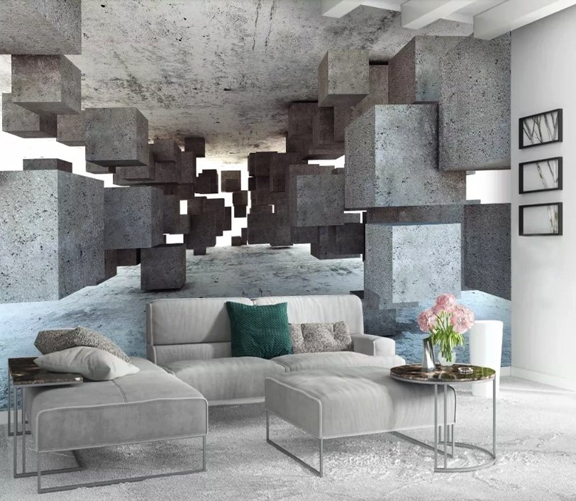 3D Look Abstract Geometric Corridor Wallpaper Mural - Peel and Stick