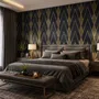 Art Deco Triangle Line on Dark Background Wallpaper Mural