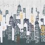 Watercolor City Silhouette Wallpaper Mural