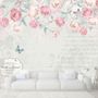 Pink Victorian Vine Flower Wallpaper Mural