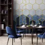 Geometric Dark Blue Honeycomb Wallpaper Mural