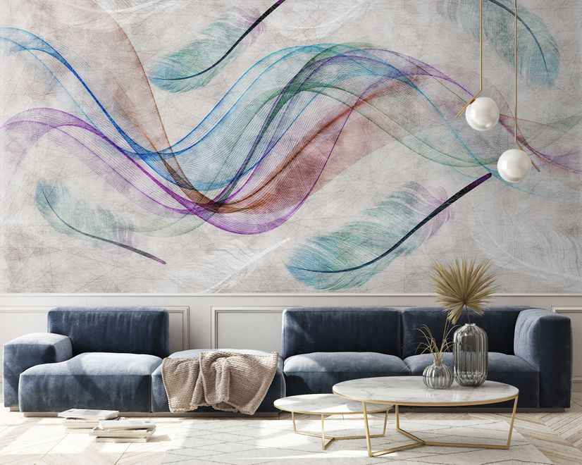 Colorful Abstract Feather Wallpaper Mural