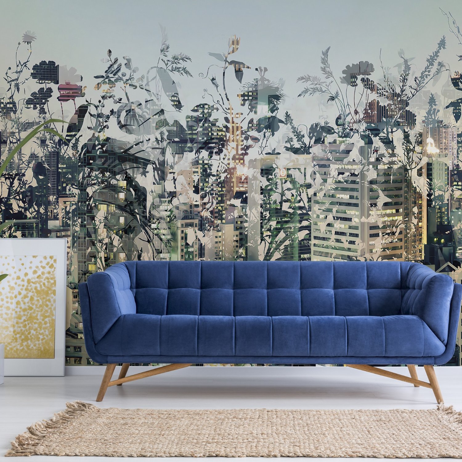 Abstract City Landscape Wallpaper Mural - Peel and Stick