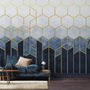 Geometrische Dunkelblaue Waben Fototapete