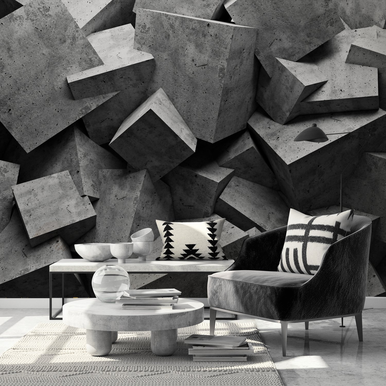Modern Geometric Shapes Wallpaper Mural - Peel and Stick
