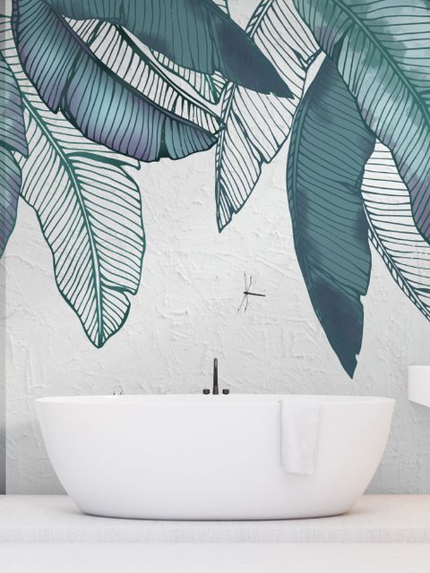 Vintage Leaves and Dragonfly Wallpaper Mural