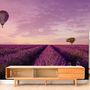 Serene Sunset Lavender and Balloon Landscape Wallpaper Mural