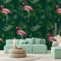 Pink Flamingo in the Tropical Forest Wallpaper Mural