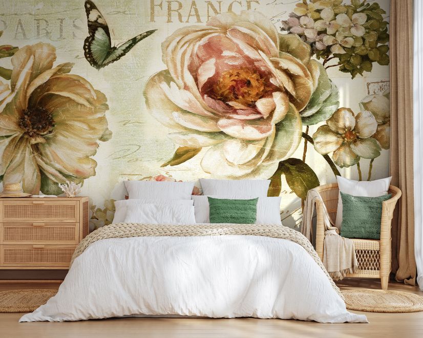 Vintage Hydrangea Wallpaper Mural