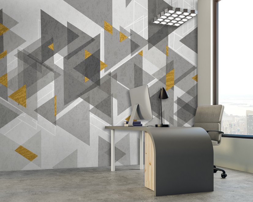 Aquarell Gelb Grau Dreieck Geometrische Fototapete