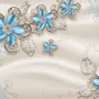 Blaue Blumen mit Schmuckblatt Fototapete
