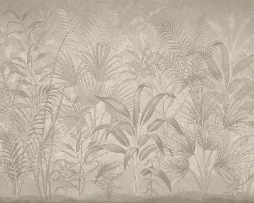 Monochrome Tropical Botanical Wallpaper Mural