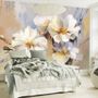 Papier peint panoramique fleurs blanches à la peinture à l'huile