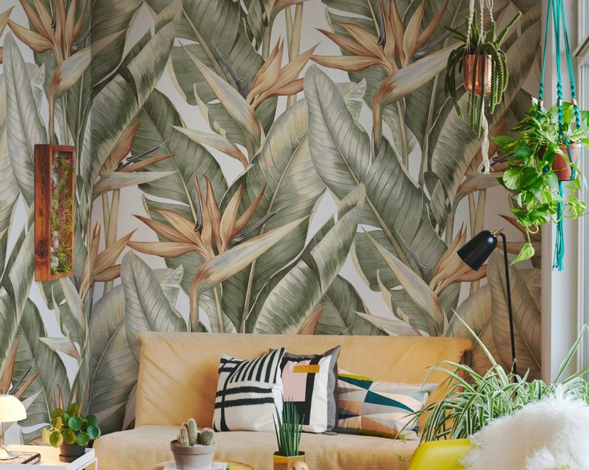 Soft Banana Leaf Pattern Wallpaper Mural
