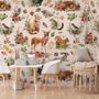 Nursery Watercolor Cute Forest Animals Pattern Wallpaper Mural
