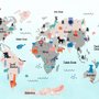 Kids World Map with Cute Animals Wallpaper Mural