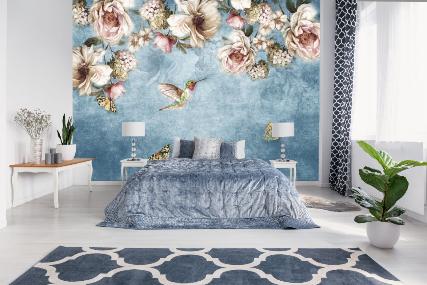 Watercolor Floral Pastel Flower Wallpaper Mural - Peel and Stick