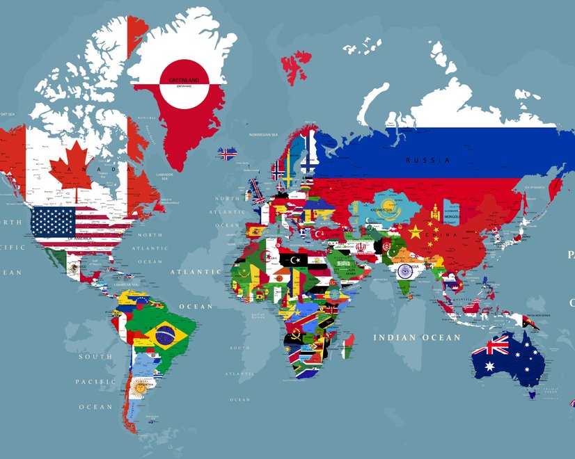 Papier peint drapeaux pays carte monde
