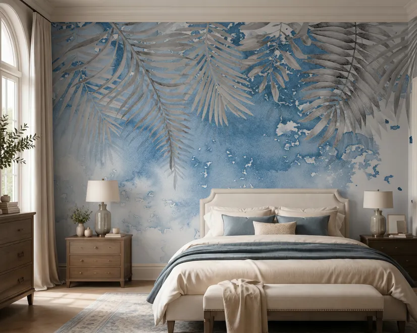 Nordic Style Tropical Leaves Wallpaper Mural
