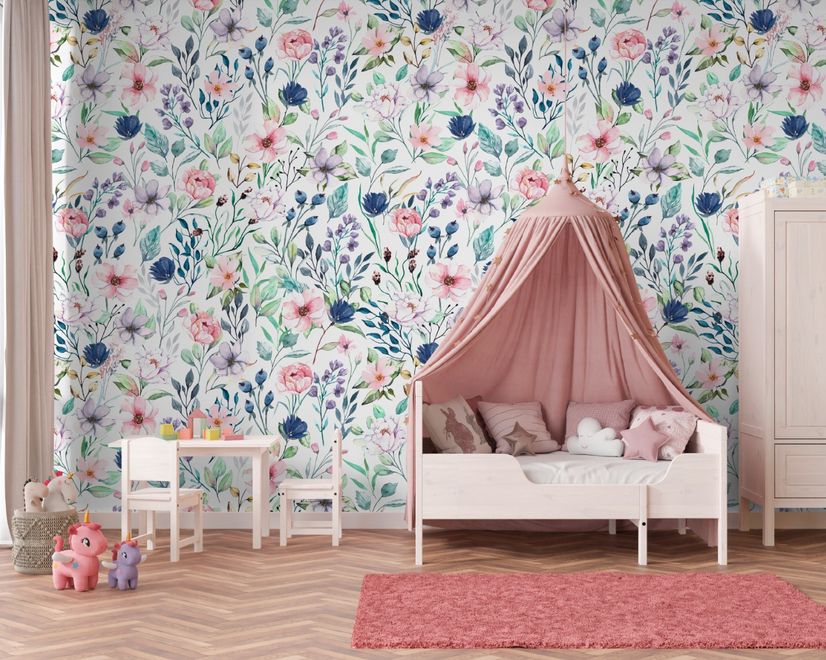 Watercolor Spring Floral Wallpaper Mural