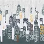 Watercolor City Silhouette Wallpaper Mural