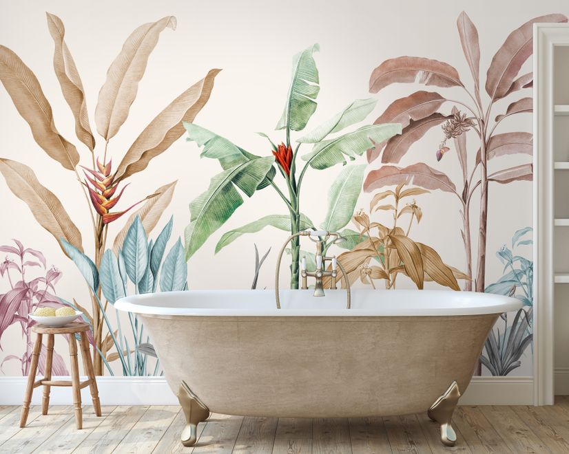 Colorful Tropical Banana Tree Wallpaper Mural