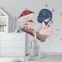Cute Little Girl in the Forest with Colorful Butterfly Wall Decal Sticker