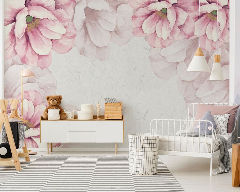 Pastel Pink Flower Wallpaper Mural