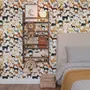 Zoomie kids wallpaper with painted dog breeds in tan, brown, black and grey on white