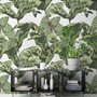 Papier peint feuilles banane tropicales vertes fleurs calla