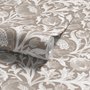 Greige botanical wallpaper with white watercolour flowers, buds, seed heads and acanthus leaves