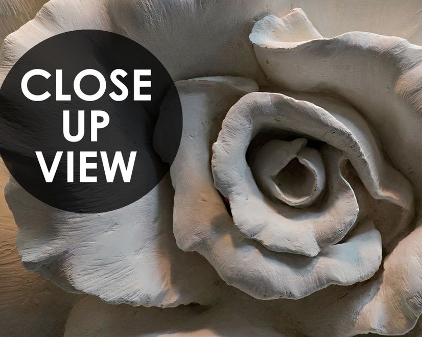 3D Embossed Look Cement Roses Wallpaper Mural