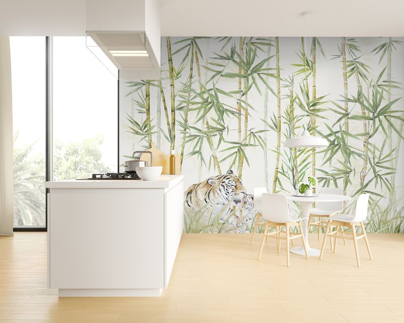 Bamboo Trees with Leopard Wallpaper Murals