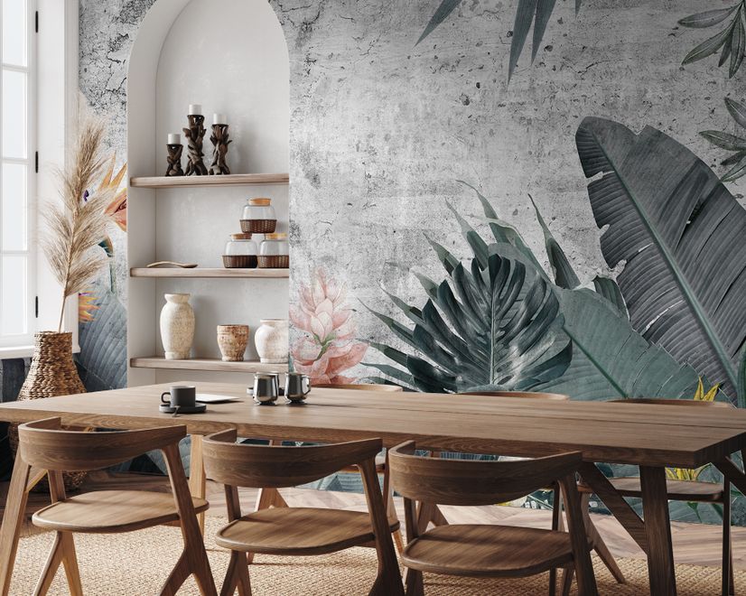 Old Tropical Leaf Wallpaper Mural