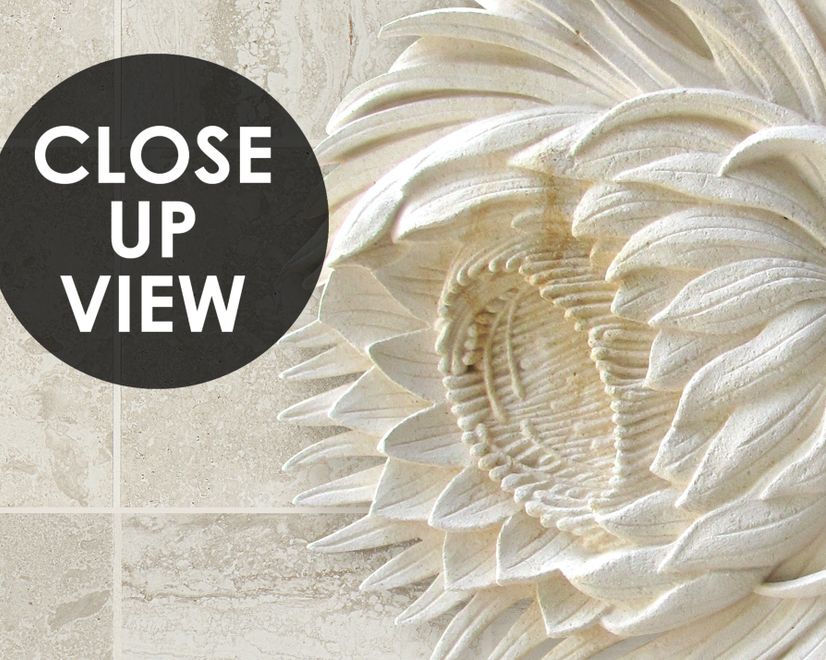 3D Embossed Look Marble Sunflower Wallpaper Mural