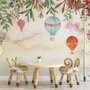 Papier peint panoramique pour enfants, montgolfière et brindilles