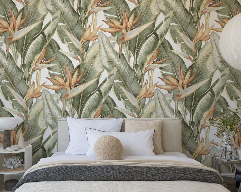 Soft Banana Leaf Pattern Wallpaper Mural