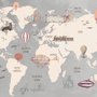Papier peint panoramique pour enfants avec avion et montgolfière