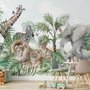 Kinder Fototapeten mit tropischen Tieren und Blättern