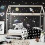 Colorful Space with Little Falling Stars and Planets Wall Decal Sticker