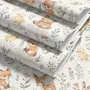 Woodland nursery wallpaper pattern with watercolour fawns, fox cubs, rabbits, teddy bears, birds and ducklings on cream