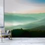 Misty Mountain Green Forest Scenic Wallpaper Mural