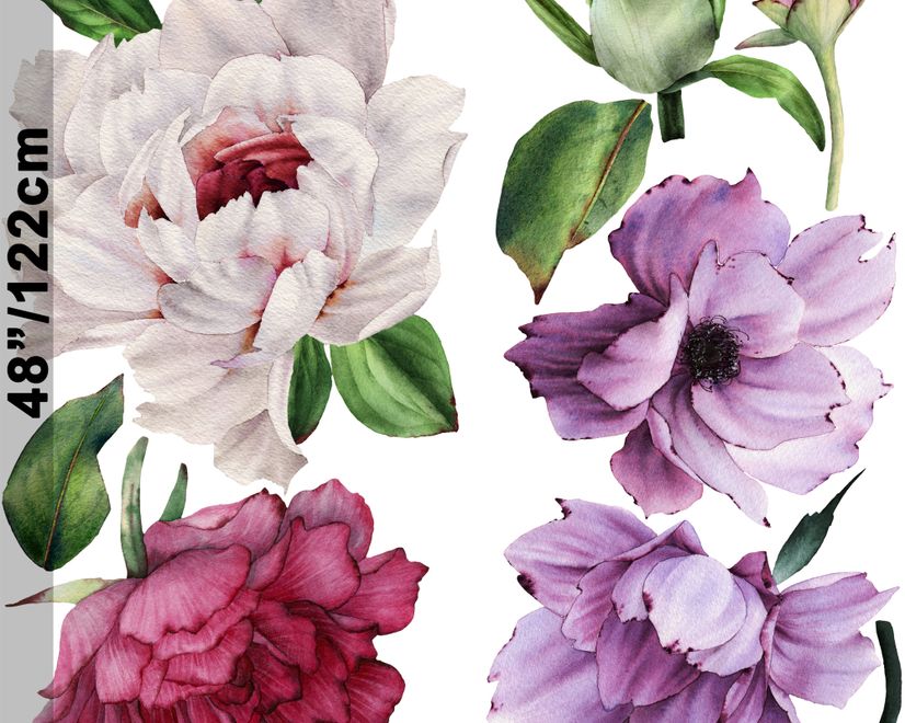Pfingstrose Blumenbuntes Bouquet Wandtattoo