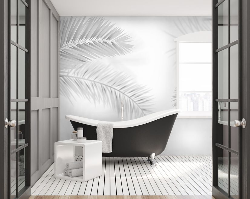 Dark Tropical Leaf Wallpaper Mural