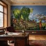 Medieval Lake Landscape with Boats Wallpaper Mural