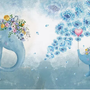 Cartoon Blue Elephant Wallpaper Mural